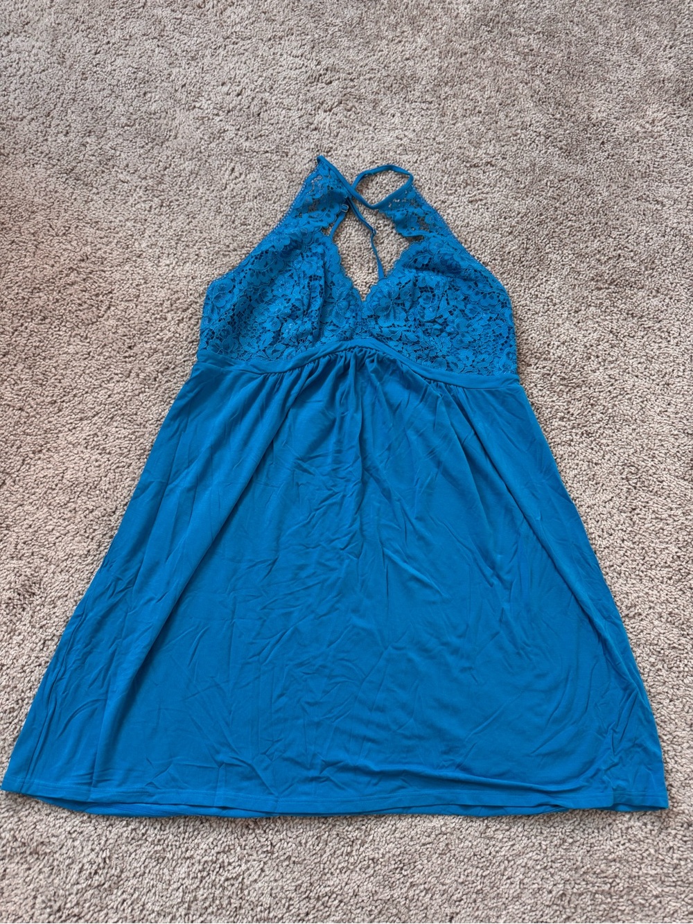 Soma Teal Lace Halter Chemise